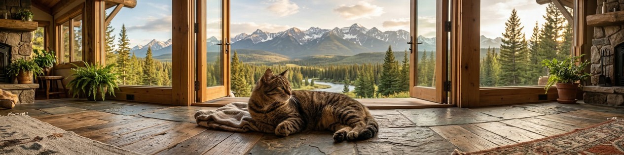 Brown Tabby Cat Lying On Floor | LinkedIn Background