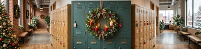 Advent Wreath In The Center Of Lockers - Free LinkedIn Background Photo