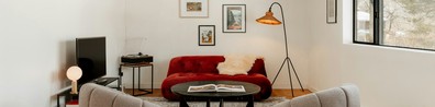 Living Room With Ceiling Lamp - Free LinkedIn Background Photo