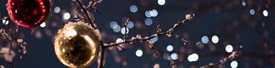 Snow Covered Christmas Baubles - Free LinkedIn Background Photo