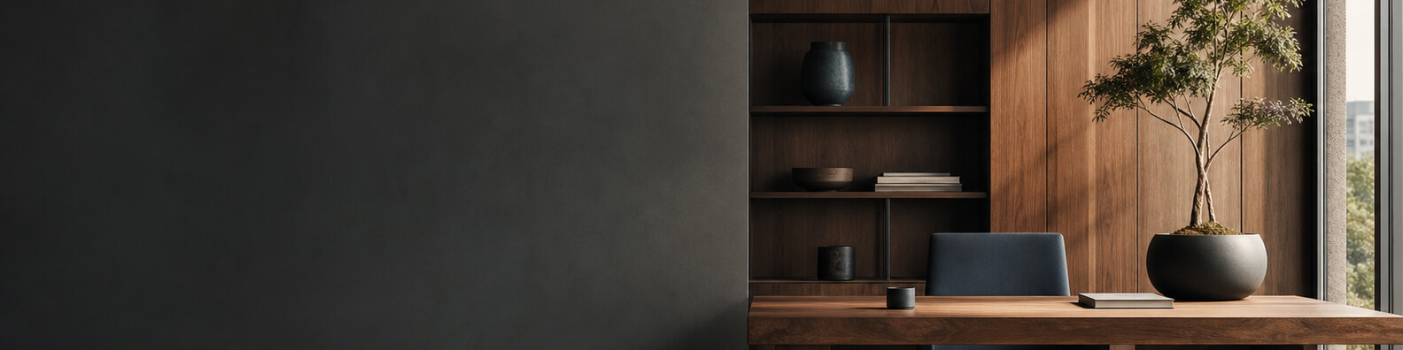 Quiet Walnut Workspace - Free LinkedIn Background Photo
